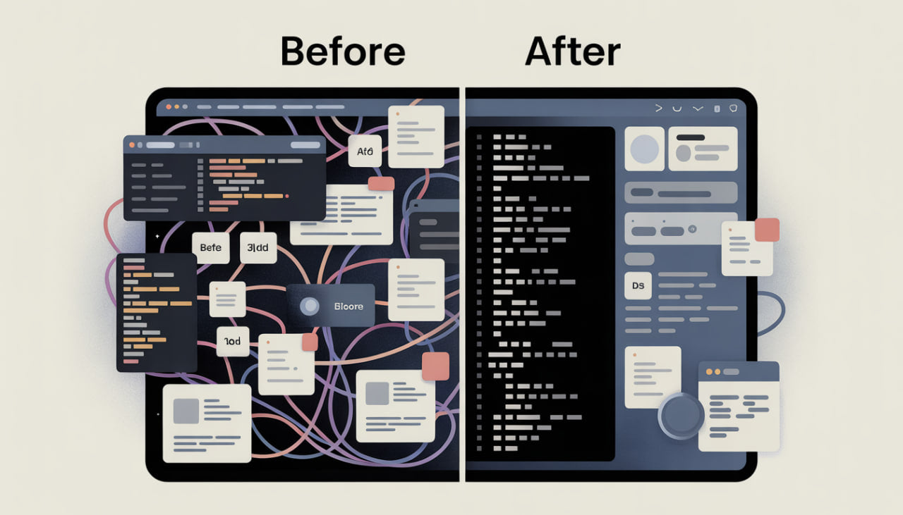 before and after split screen